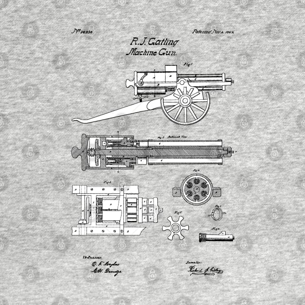 Gatling Gun Patent - 1862 Machine gun - SBpng by SPJE Illustration Photography